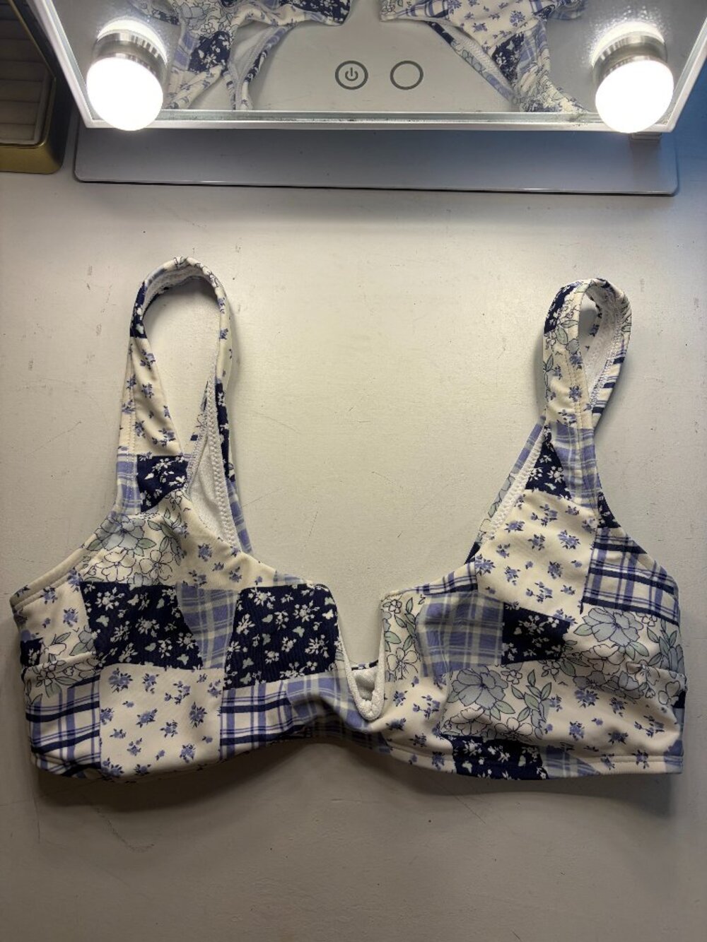 Hollister Blue Patchwork Bikini Top
